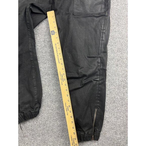 7 For All Mankind Pants Women 30 Black Jogger Elastic Cuff Zip Hem Patch Pockets - Picture 5 of 9